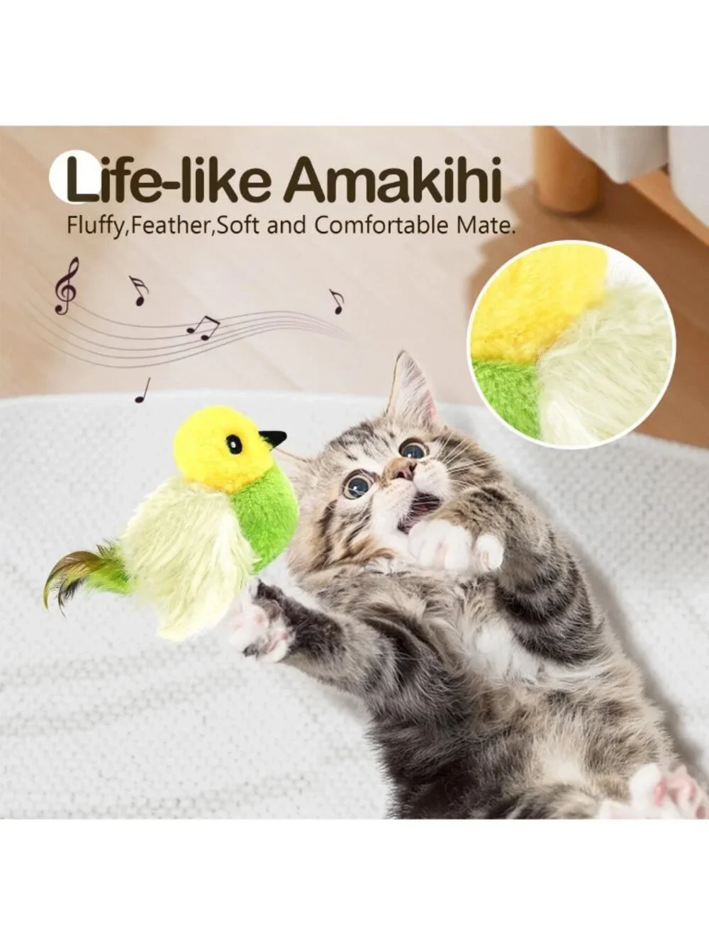 Interactive Cat Toy - Lifelike Flying Bird with Catnip & Feathers, Rechargeable